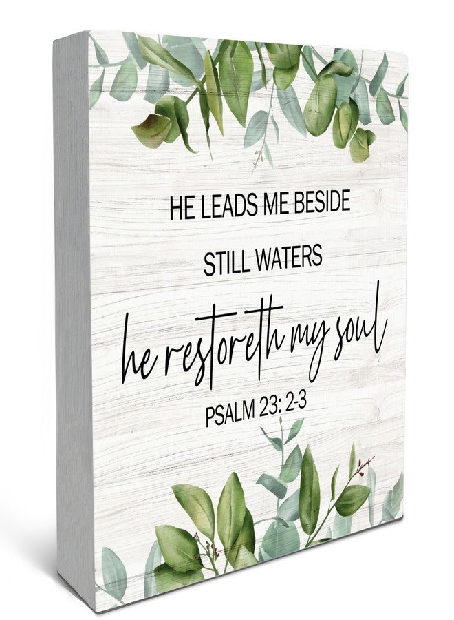 SRADMO Psalm 23 Wood Box Sign Desk Decor, Bible Verse Wooden Box Sign Decoration, Christian Desk Decor, Faith Based Gifts Shelf Decoration - Image 1
